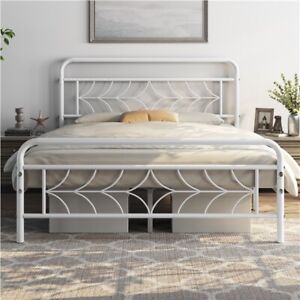 Metal Bed Frame Platform Bed with Sparkling Star-Inspired Design Headboard