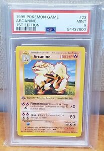 Pokemon Arcanine 1st Edition Shadowless Base Set Card #23/102 GRADED PSA 9 Mint
