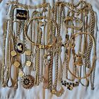 Huge Vintage Mod Lot Gold Plated Necklace Jewelry Chain Pendant Some Signed 23pc