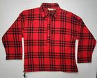 LL Bean Jacket Mens L Buffalo Plaid Wool 1/4 Snap Button Pullover VTG