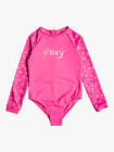 Roxy Little  Girls 5 1 Pc Pink Guava Tiny Stars Long Sleeve Rash Guard Swimsuit