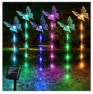 6 Pack Solar Garden Lights Butterfly LED Waterproof 8 Lighting Modes New