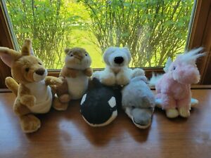 Ganz Webkinz Plush Stuffed Animals no codes Dolphin, Orca, Polar Bear, kangaroo