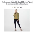FISHERMAN Out of Ireland Merino Wool/Cashmere Cardigan Lemon Grey RETAIL $199