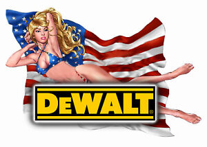 DEWALT TOOLS USA FLAG STICKER 12”X8” LARGE GLOSSY DECALS TOOL BOX SEXY GIRLS