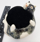 Vintage Fat Black White Cat Pin Cushion - Adorable Kitty to hold your pins