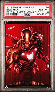 2021 Skybox Marvel Metal Universe Spider-Man Iron man Red PMG 87 /100 PSA 8