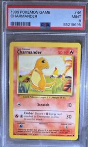 1999 Pokemon Charmander Base Set Unlimited 46/102 English Non Holo PSA 9 MINT