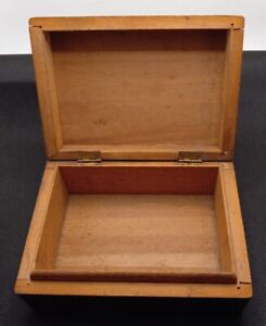 Rustic Vtg Hand Crafted Hinged Lid Wooden Wood Box With Lid 6 x 4 x 2.25