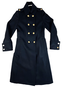 THE LIMITED Womens XS Wool Blend Black Double Breasted Military Style Long Coat