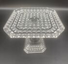 VTG EAPG Campbell Jones Glass Diamond Pattern Square Pedestal Cake Stand 8” EUC