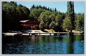 Postcard Vintage WA Stanwood Camp Killoqua Pilchuck Area Dock Chrome -9415