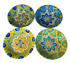 4 LAURIE GATES MOROCCAN BOHO MELAMINE CEREAL SOUP BOWL BLUE YELLOW GREEN 8.75