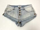 One by One Teaspoon Denim Shorts Bandits Relaxed Twisted Hem Button Fly Size 29