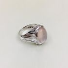 Solid 925 Sterling Silver Natural Pink Rose Quartz Gemstone Christmas Mens Ring