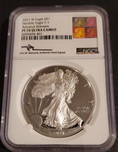 New Listing2021 W T-1 NGC PF70 UC ADVANCE RELEASES MERCANTI REAGAN BUST ART SILVER EAGLE $1