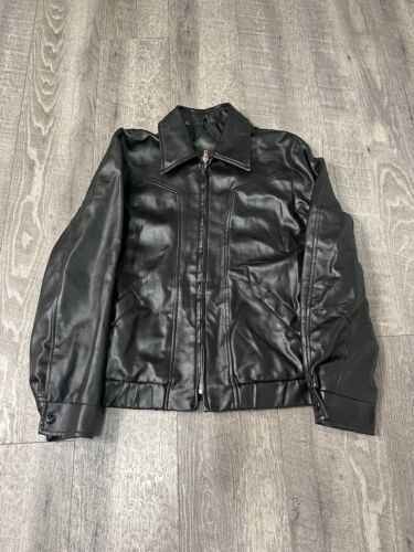 Vintage Kingsport Jacket Mens Medium Faux Leather 1970s Barrymore Collar Disco