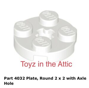 Lego 1x 4032 White Plate, Round 2 x 2 with Axle Hole 6972
