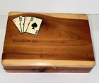 MCM Cedar Wood Double Deck Playing Card Holder Badlands South Dakota Souvenir