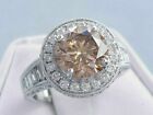 3 Ct Lab Created Chocolate Diamond Halo Engagement Ring 14K White Gold Plated