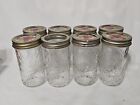 8 Vintage Ball Quilted Crystal 12oz Jelly Jars Canning Mason