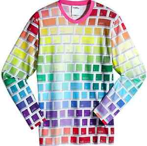 SALE! Adidas Originals Jeremy Scott Rainbow Keyboard Tshirt Long Sleeves SLIMFIT