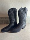 Ariat Heritage R Toe Western Boots Womens Sz 7.5 B Black Deertan Leather Cowboy