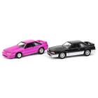 1/64 Twin Pack 1988 Ford Mustang GT Black/Silver & Pink, LP Diecast 51548