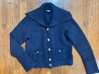 Vintage J Crew Navy Blue Cotton Angora Sailor Cardigan Sweater L