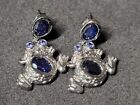Frog Blue Sapphire 925 Sterling Silver Post Earrings Jewelry 1778