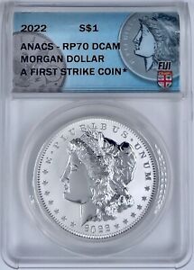 2022 $1 Fiji 1oz Silver Morgan Dollar ANACS Reverse Proof RP70DCAM First Strike
