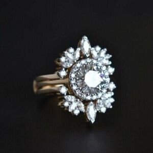 2.15CT Round Cut Lab-Created Diamond 14K Yellow Gold FN Engagement Wedding Ring