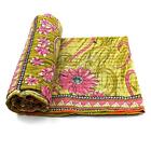 Vintage Quilt Indian Organic Cotton Bedspread Gypsy Throw Cover Blanket d