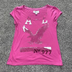 American Eagle Shirt Women Extra Large Pink V Neck Preppy Casual Logo Ladies