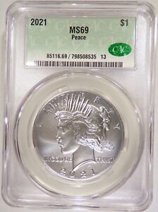 2021  PEACE DOLLAR $1 SILVER CACG MS69 (Was PCGS MS70)