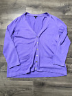Talbots Cardigan Sweater Womens 2X Purple Cashmere Blend Knit Preppy Button