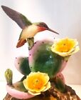 Andrea Sadek Rufous Hummingbird Figurine Pear Cactus Yellow Blooms Perfect Cond'