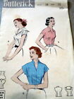 LOVELY VTG 1950s BLOUSE BUTTERICK Sewing Pattern 16/34