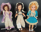 Vintage 3 Fashion Dolls Hand Crochet Outfits Very Old Closing Sleepy Eyes