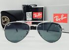Ray Ban NEW AVIATOR silver/blue RB3625 003/R5 55 sunglasses NEW IN BOX Authentic