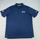 Nike Seattle Seahawks Polo Shirt Mens XL Navy Blue Striped Dri-Fit NFL Football