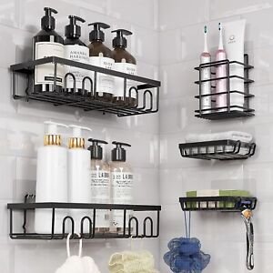 5 Pack Shower Caddy Adhesive Shower Organizer for Bathroom Storage & Kitchen
