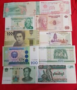 Lots 10 Banknotes From 10 Countries Paper Money Collections UNC Currency