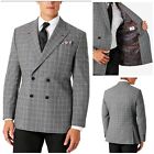 Tayion Collection Windopane Men's Gray Classic-Fit Wool Suit Separate Jacket 42S