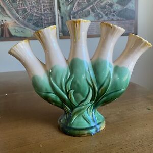 Rare Minton Majolica Tulipiere Vase c 1875 round pedestal base (unmarked)