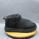 UGG Ultra Mini Boots Womens Size 9 Black Suede Sheepskin Shearling Snow Shoes