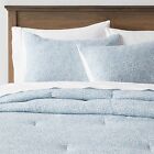 King Floral Printed Cotton Comforter & Sham Set Blue - Threshold