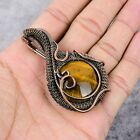 Tiger Eye Gemstone Copper Wire Wrap Jewelry Handmade Pendant Gift For Woman