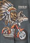 Vintage 90s Indian Wolf Harley davidson sturgis black Hills rally shirt Size L