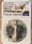 2021 $1 Silver Eagle Early Releases Type 2 Eagle Landing NGC MS70, moisture